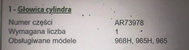 John Deere 6359D - Głowica Cylindrów - AR73978 , Re56303 , R62152 , R62143 , R61035 , R63694 (Części zamienne)