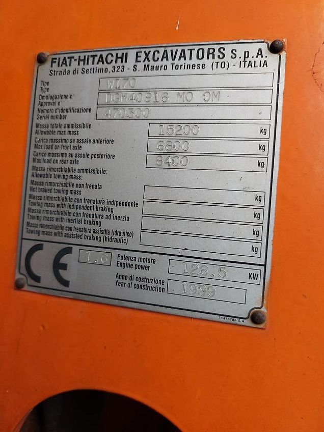 Fiat VERKOCHT!! Fiat-Hitachi W170 bj.1999 10500uur