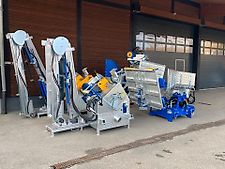 Binderberger Holzspalter Liegendspalter Kreissäge Förderband Wind