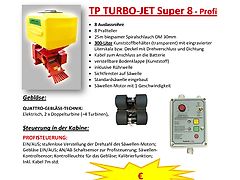 Pneumatikstreuer reihenlos Technik Plus  Pneumatikstreuer zur Ausbringung von Saatgut Mikronährstoffen TP Turbo-Jet Super8-Multi Turbo Air 6/90 Turbo-Jet mit Profisteuerung Pneumatikstreuer 6m Arbeitsbreite 8 Düsen Prallteller zur Exakten Verteilung